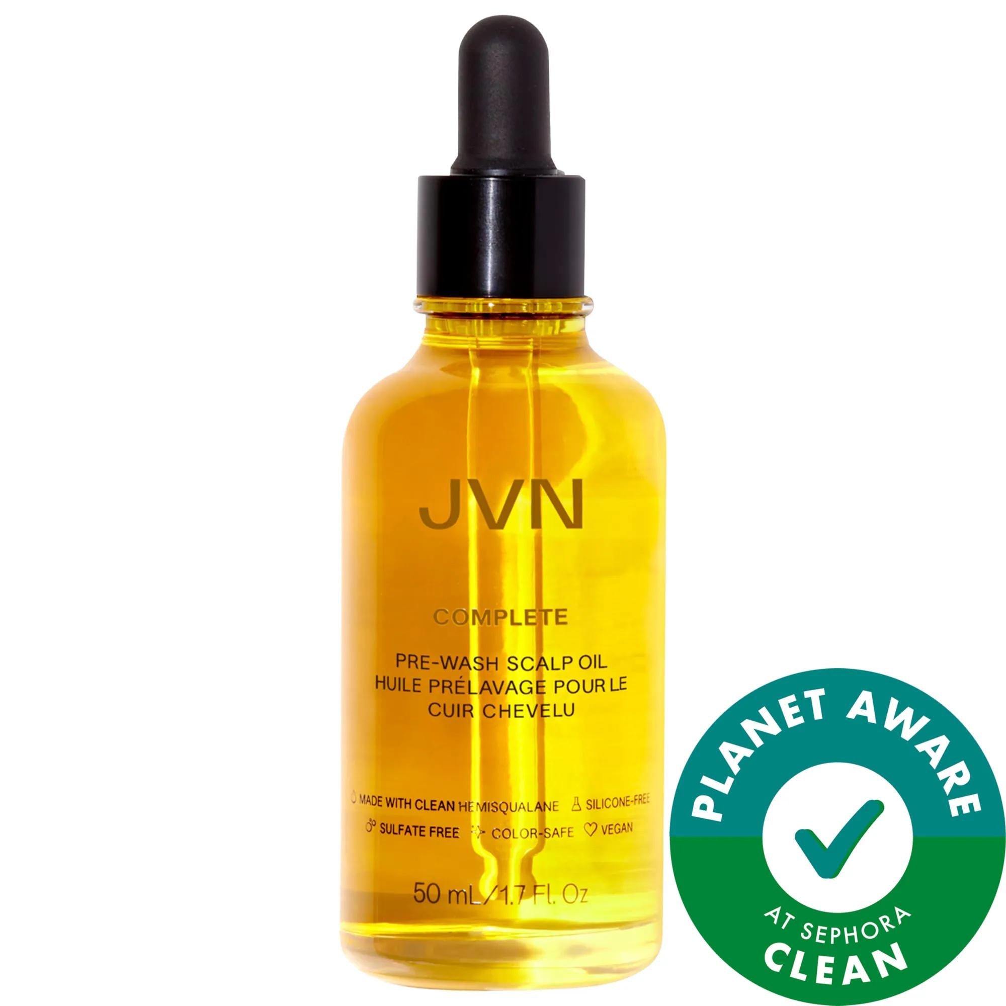 JVN Complete Pre-Wash Scalp & Hair Strengthening Treatment Oil: Rosemary, Turmeric for Dry, Itchy Scalp & Hair Breakage - Vegan, Cruelty-Free & Silicone-Free