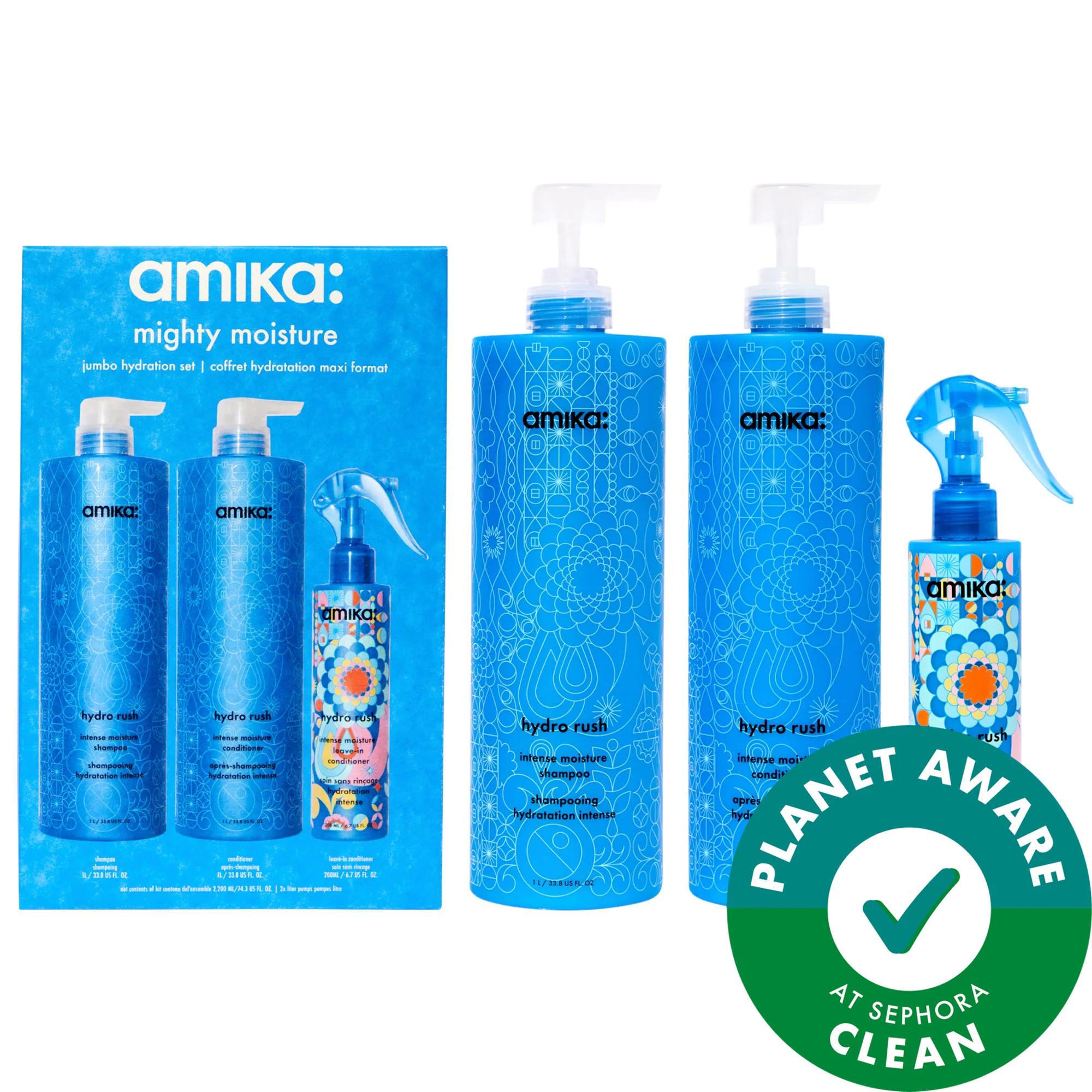 Mighty Moisture: Hydration Hair Care Set - Intense Moisture Shampoo, Conditioner, & Leave-In - Vegan, Cruelty-Free - For Dry, Damaged, Curly Hair