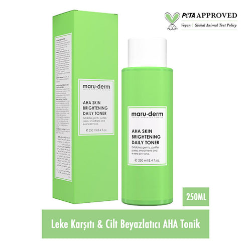 Maruderm AHA Skin Brightening Toner: Glycolic & Lactic Acid Exfoliating Treatment for Dark Spots, Hyperpigmentation, & Even Skin Tone