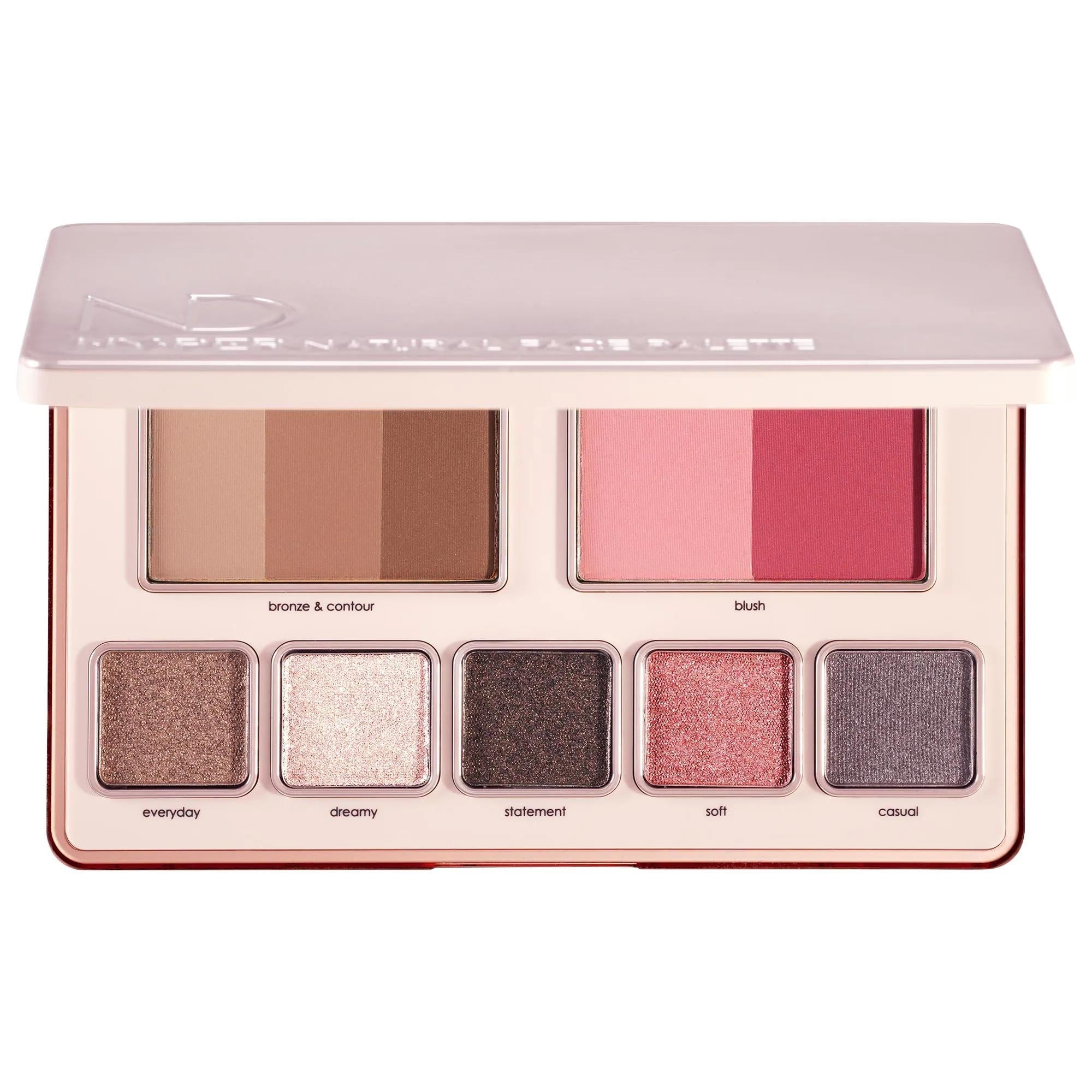 Hy-per Natural Face Palette - Cruelty-Free Multi-Purpose Makeup with 5 Eyeshadows, Blush Duo & Bronzer/Contour Trio