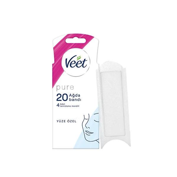 Veet Pure Facial Wax Strips - Hypoallergenic, Dermatologically Tested, Fragrance-Free for Smooth Skin up to 28 Days