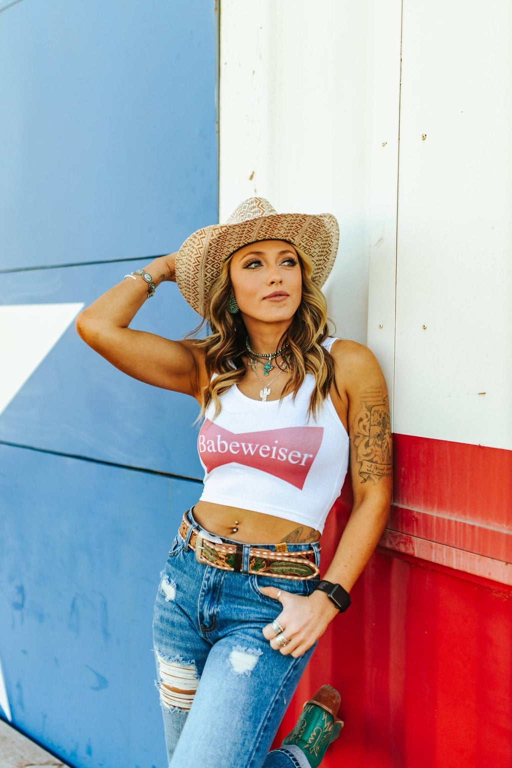 Wild Junkie Babeweiser Cropped Tank Top — lifestyle context