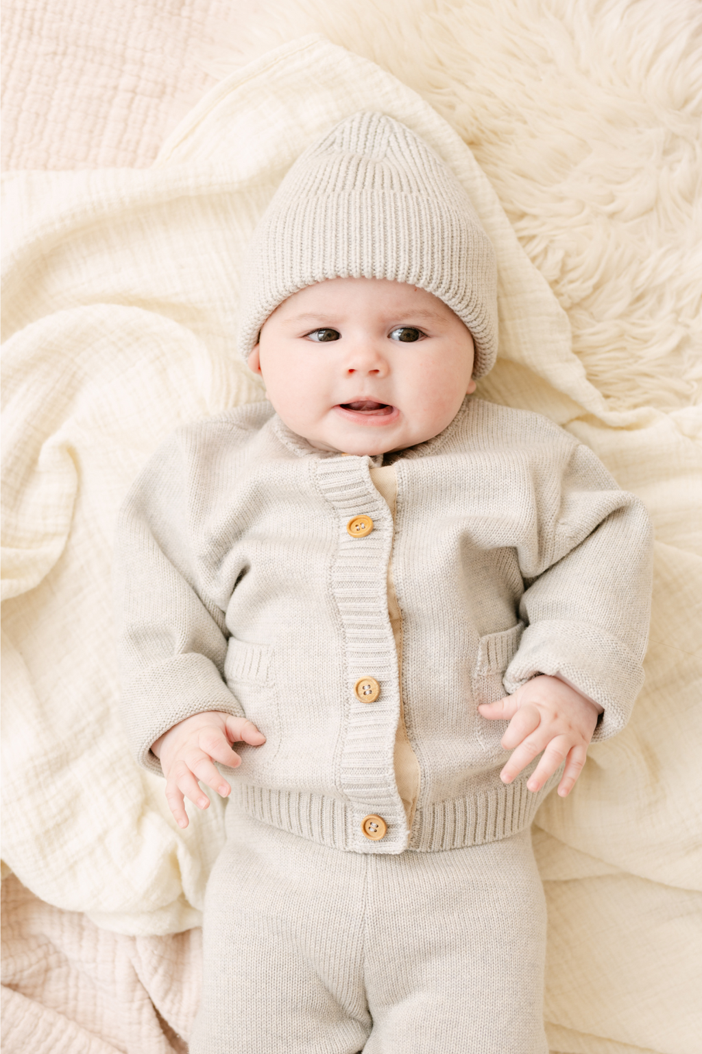Dear Hayden Merino Wool Beanie in Light Heather Gray — main product shot