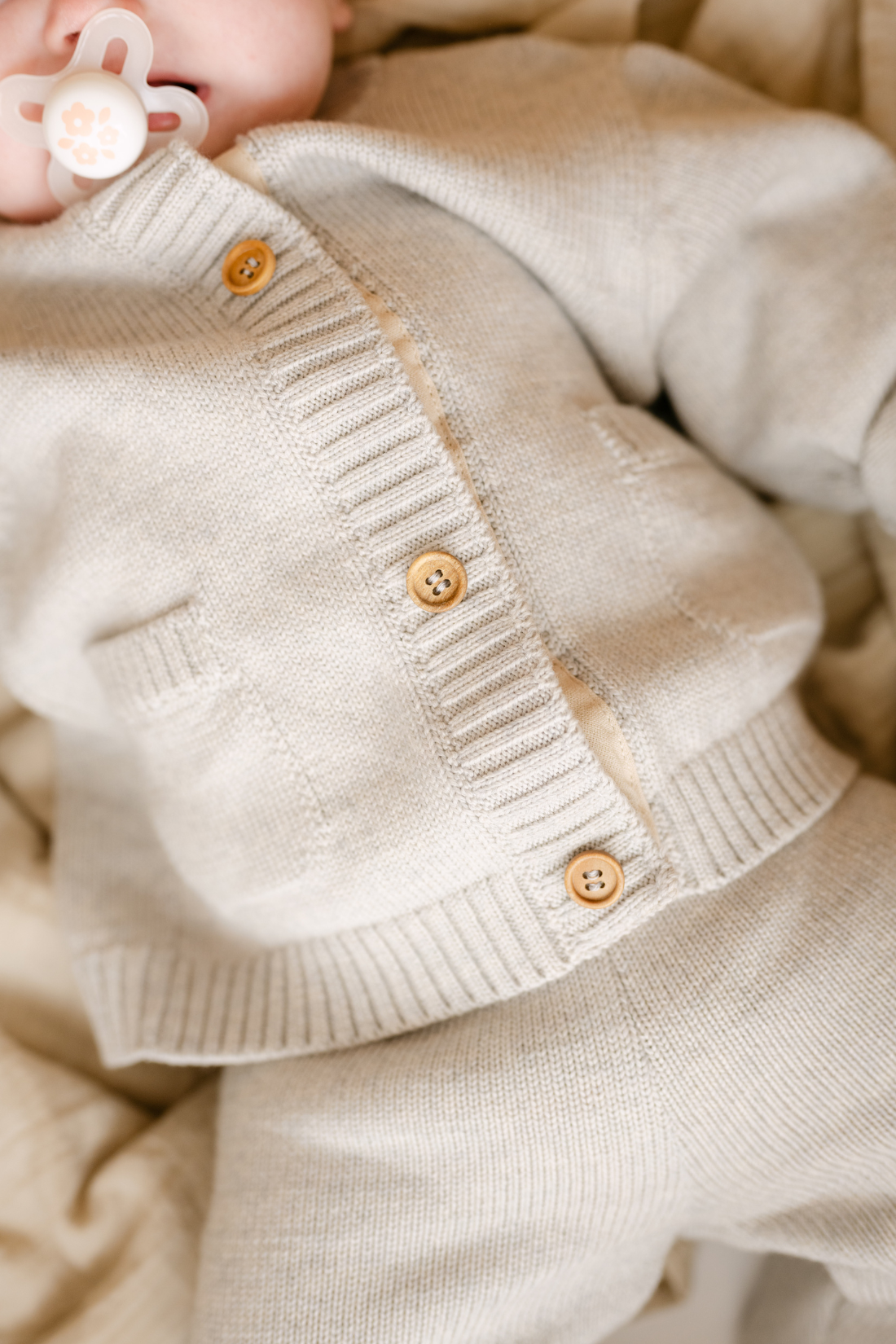 Merino Wool Baby Cardigan in Light Heather Gray