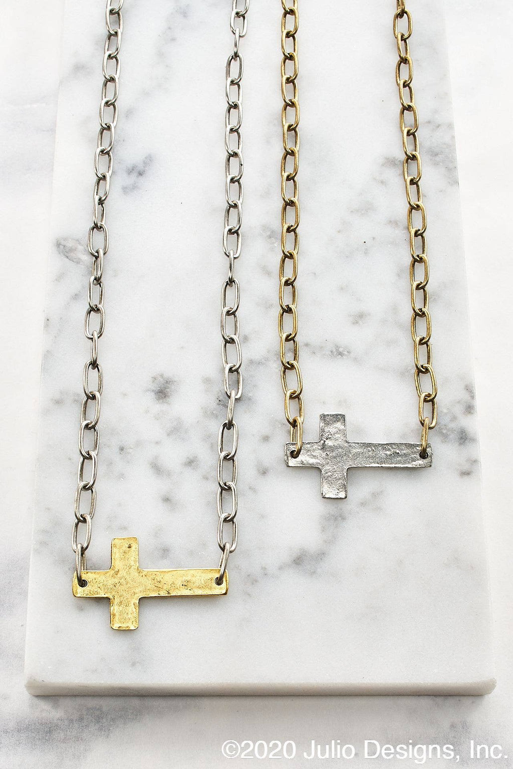 Pretty Little Patriot Pretty Little Patriot Paper Clip Chain Cross Necklace — main product shot