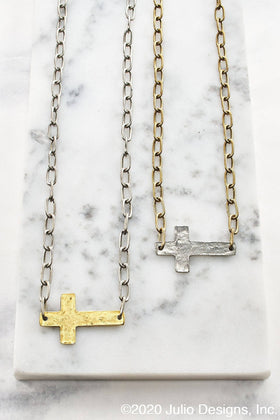 Pretty Little Patriot Paper Clip Chain Cross Necklace