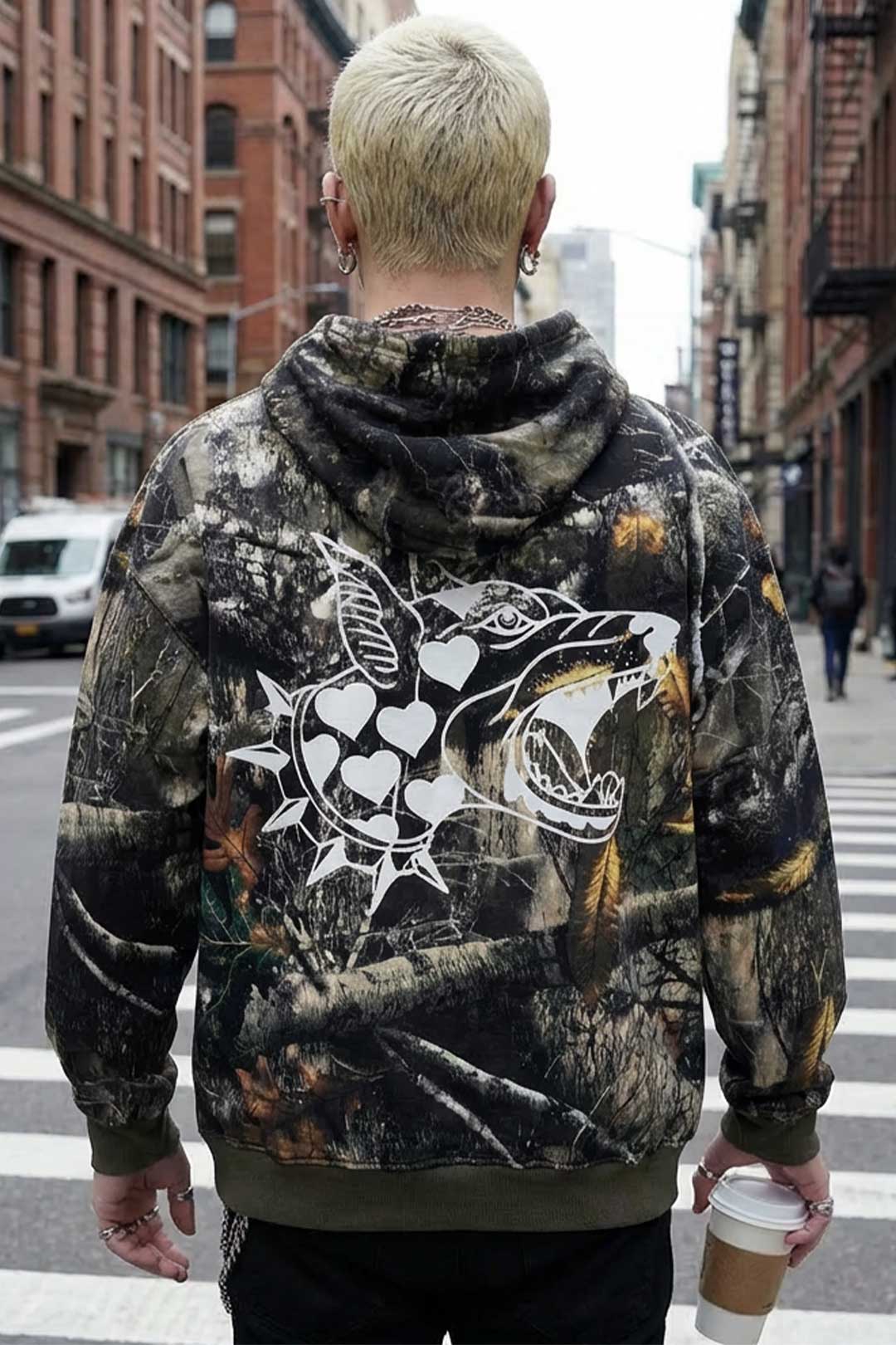 Thrash Happy Stealth Heavyweight Oversized Unisex Camo Hoodie — main product shot