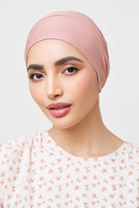 Bamboo Jersey Silk Lined Tie Back Undercap - Burlwood Veiled 