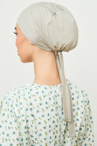 Bamboo Jersey Silk Lined Tie Back Undercap - Dried Sage Veiled 