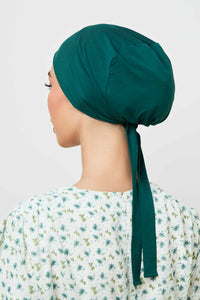 Bamboo Jersey Silk Lined Tie Back Undercap - Sea Moss Veiled 