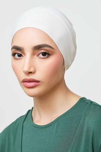 Bamboo Jersey Silk Lined Tie Back Undercap - Silver Cloud Veiled 