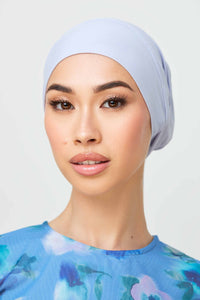 Bamboo Jersey Silk Lined Tie Back Undercap - Zen Blue Veiled 