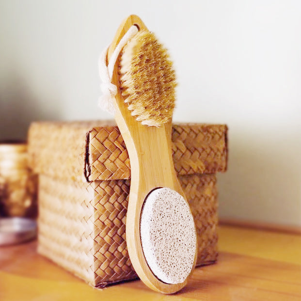Pretty farm girl Bamboo Exfoliating Foot Pedicure Tool — lifestyle context
