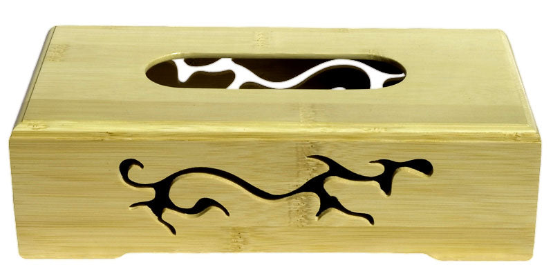 Spun Bamboo Bamboo Tissue Box — side view