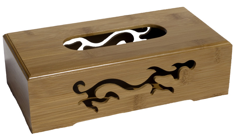 Spun Bamboo Bamboo Tissue Box — back view