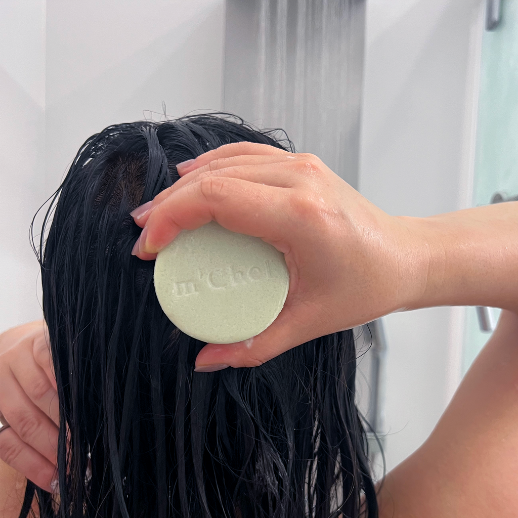 m'Chel Haircare High Shine Shampoo Bar — back view