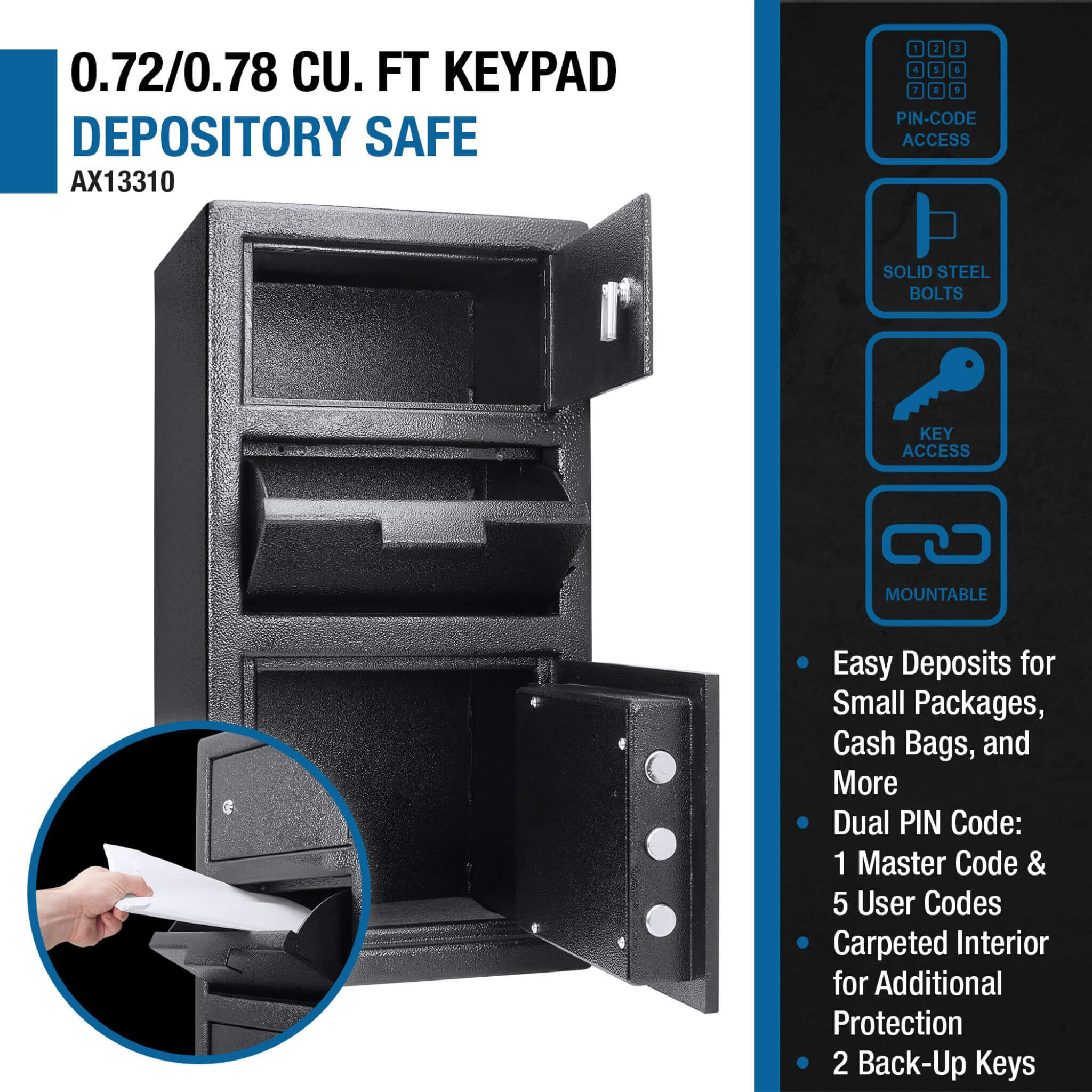 Barska 0.78 CF Heavy-Duty Large Steel Depository Safe With Digital Keypad (SAK75106) – SAKSBY WHOLESALE, view 9
