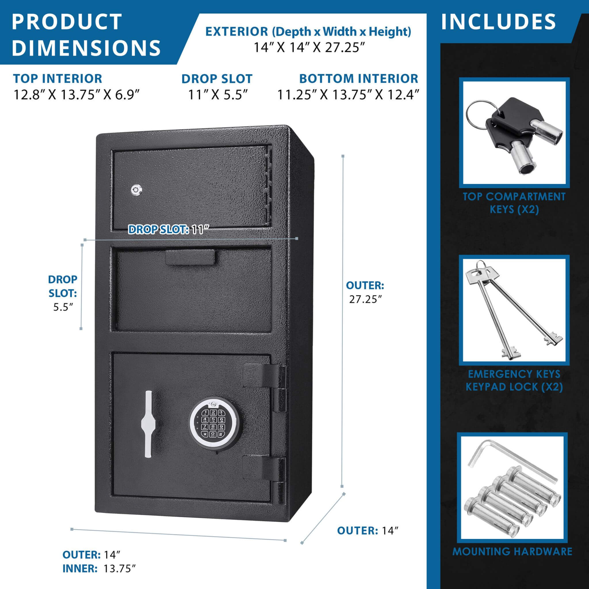 Barska 0.78 CF Heavy-Duty Large Steel Depository Safe With Digital Keypad (SAK75106) – SAKSBY WHOLESALE, view 10