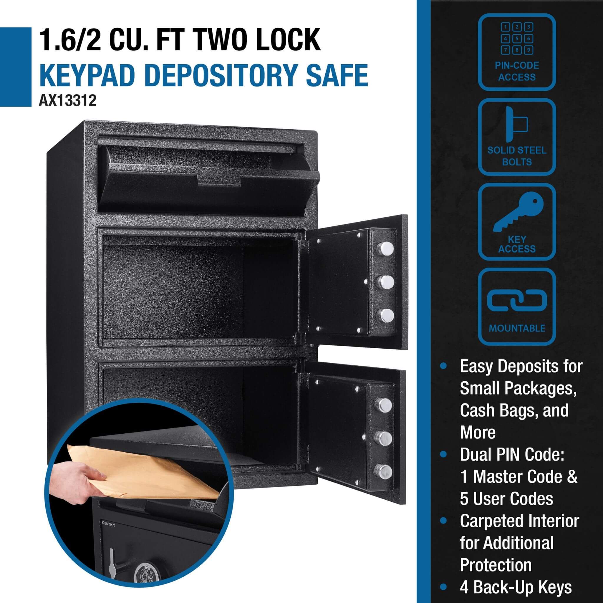 Barska 1.60 CF Digital Depository Dual Compartment Security Safe (SAK76021) – SAKSBY WHOLESALE, view 7