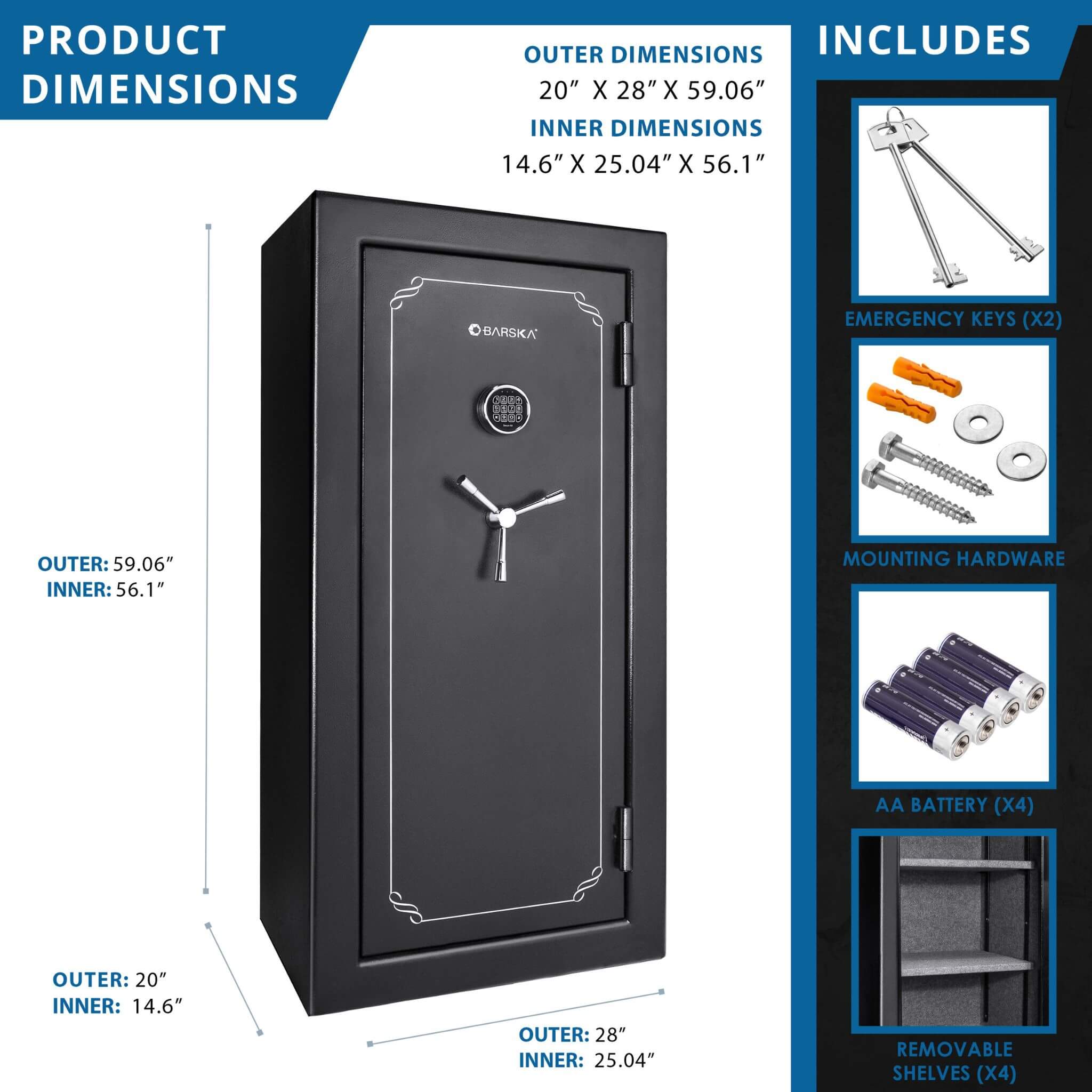 Barska 1.87 CF Heavy-Duty Extra-Large Industrial Steel Fireproof Safe Vault With Digital Keypad (SAK63810) – SAKSBY WHOLESALE