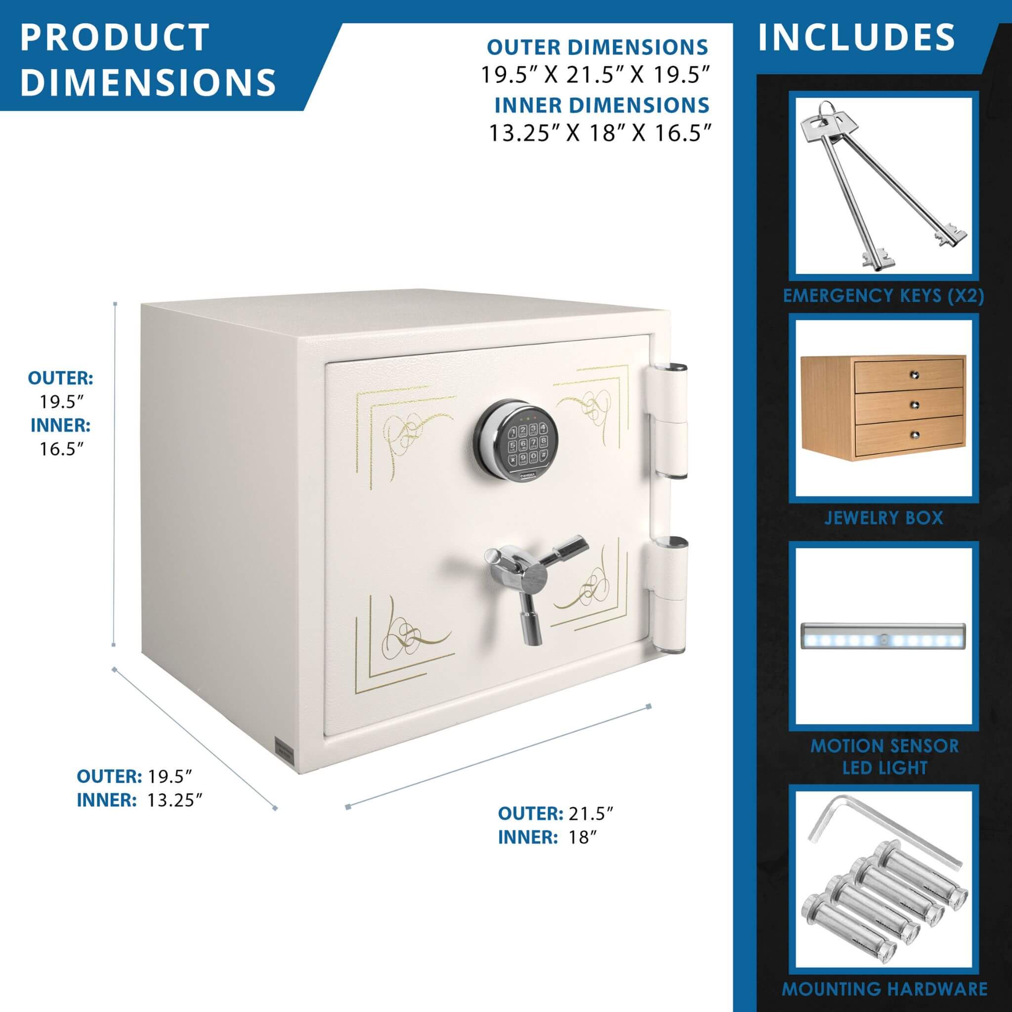 Barska 1.91 CF White Fireproof Jewelry Safe With Digital Keypad Lock (SAK42861) – SAKSBY WHOLESALE, view 11