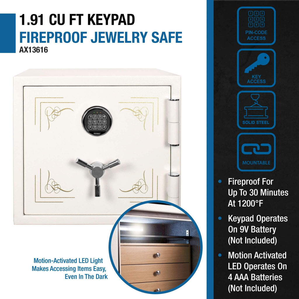 Barska 1.91 CF White Fireproof Jewelry Safe With Digital Keypad Lock (SAK42861) – SAKSBY WHOLESALE, view 10