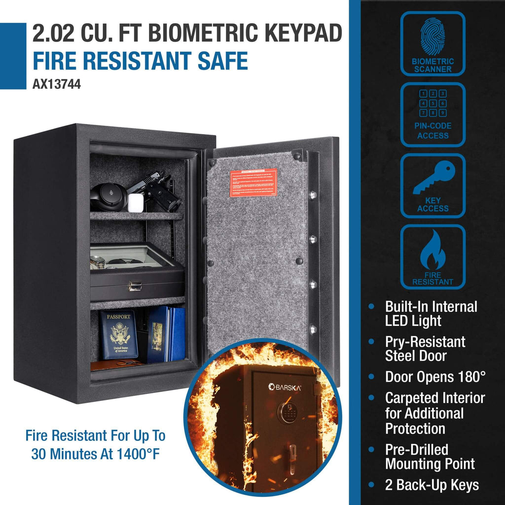 Barska 2.02 CF Heavy-Duty Fire Resistant Safe With Biometric Keypad (SAK29487) – SAKSBY WHOLESALE, view 6