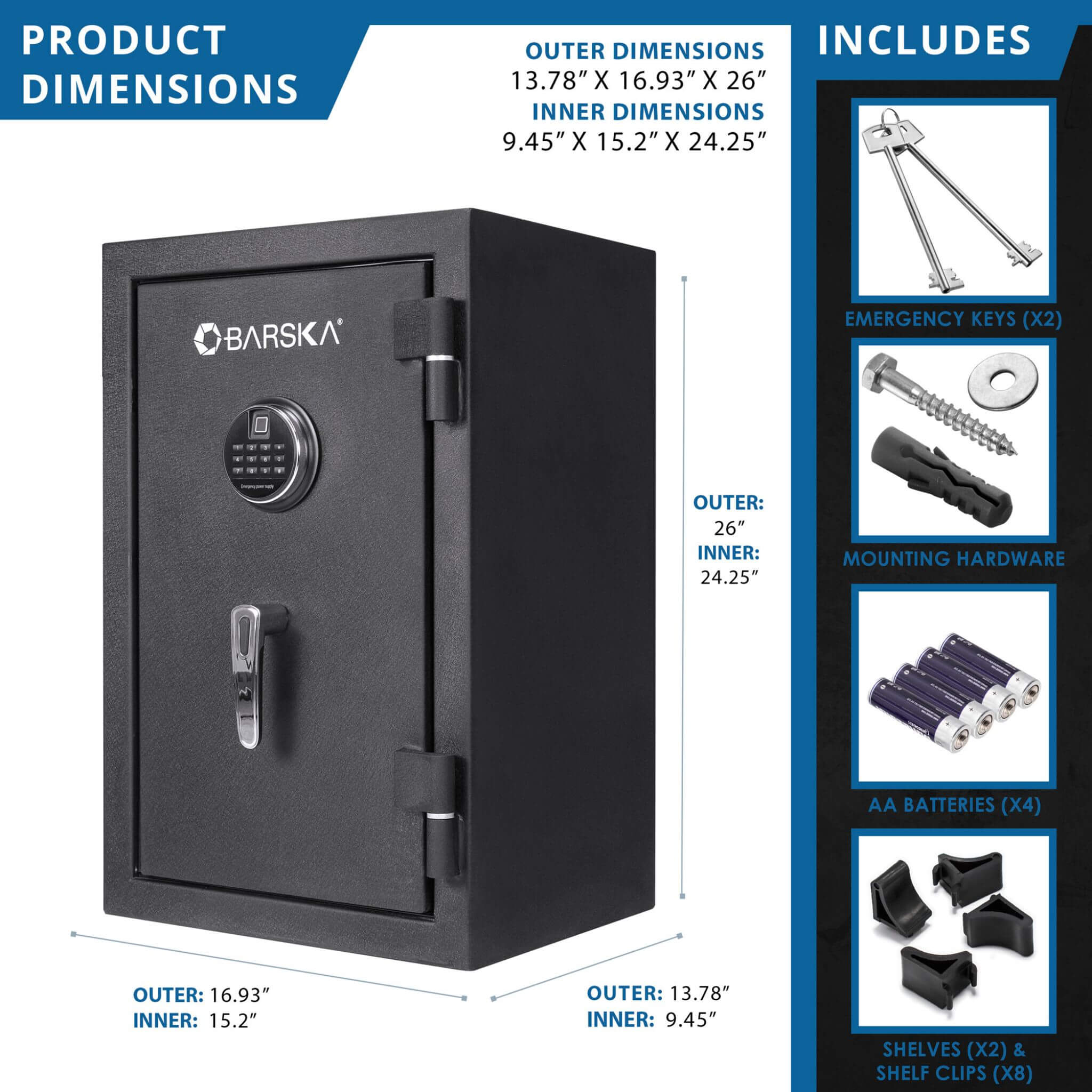 Barska 2.02 CF Heavy-Duty Fire Resistant Safe With Biometric Keypad (SAK29487) – SAKSBY WHOLESALE, view 11