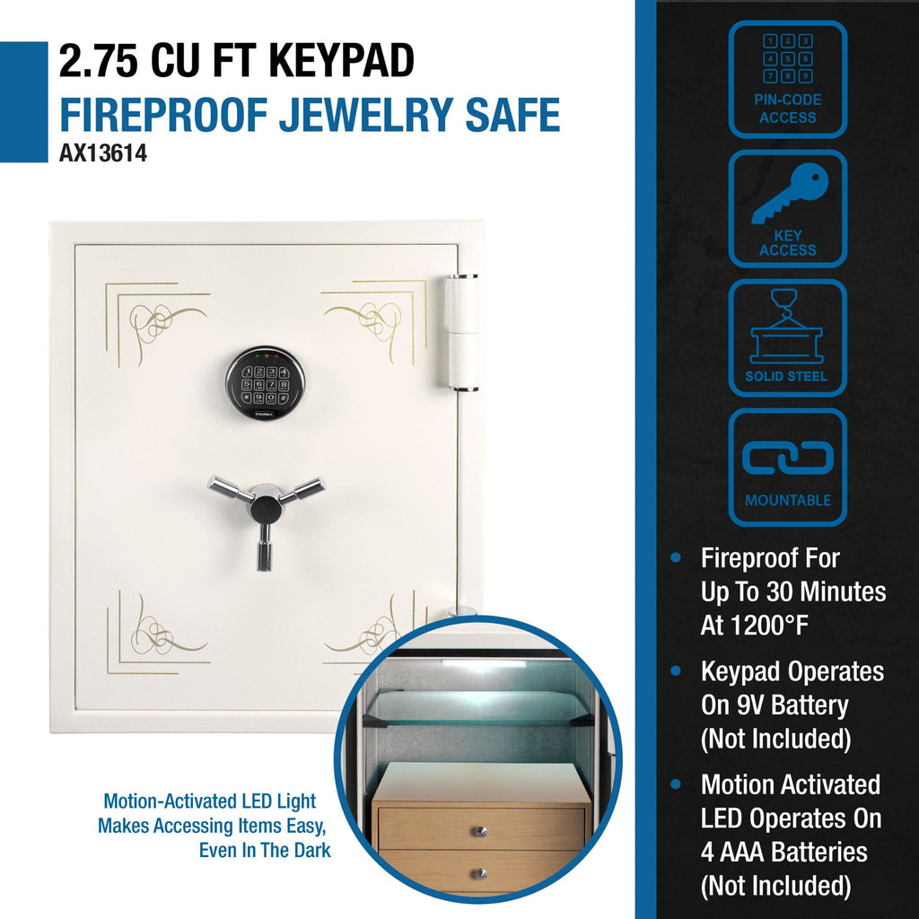 Barska 2.75 CF White Fireproof Jewelry Safe With Jewelry Storage Drawer (SAK69047) – SAKSBY WHOLESALE, view 10
