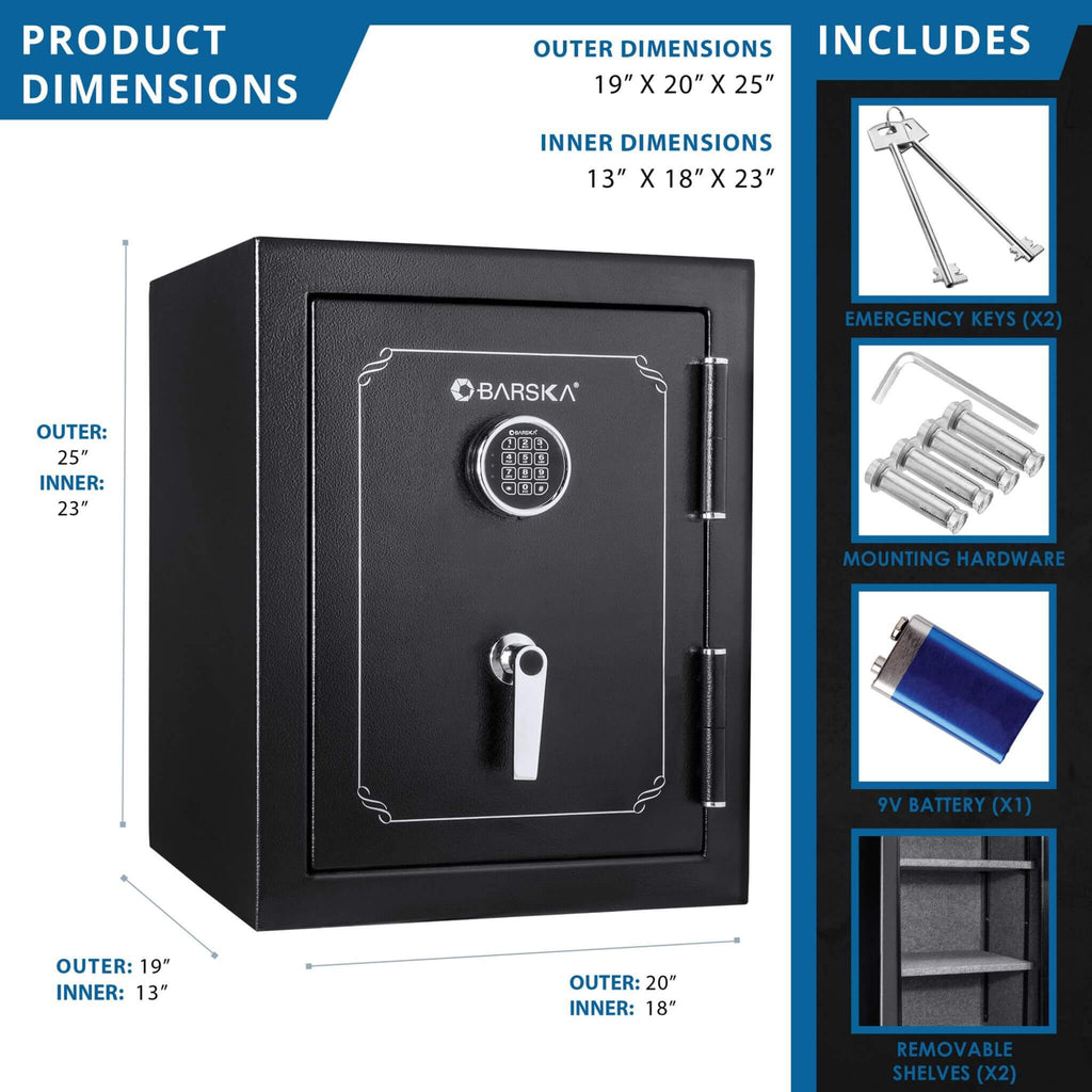Barska 3.51 CF Heavy-Duty Steel Fireproof Safe Vault With Electronic Lock (SAK85021) – SAKSBY WHOLESALE, view 9
