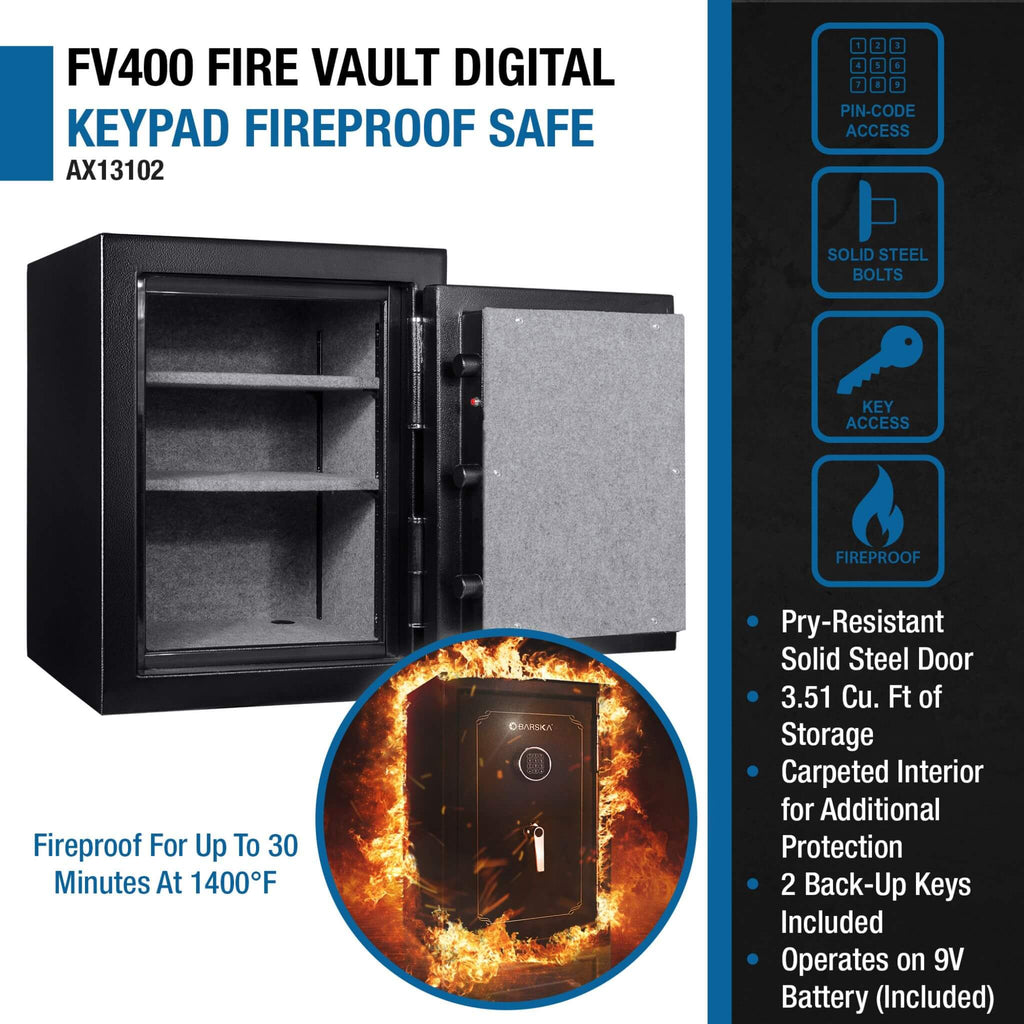 Barska 3.51 CF Heavy-Duty Steel Fireproof Safe Vault With Electronic Lock (SAK85021) – SAKSBY WHOLESALE, view 7