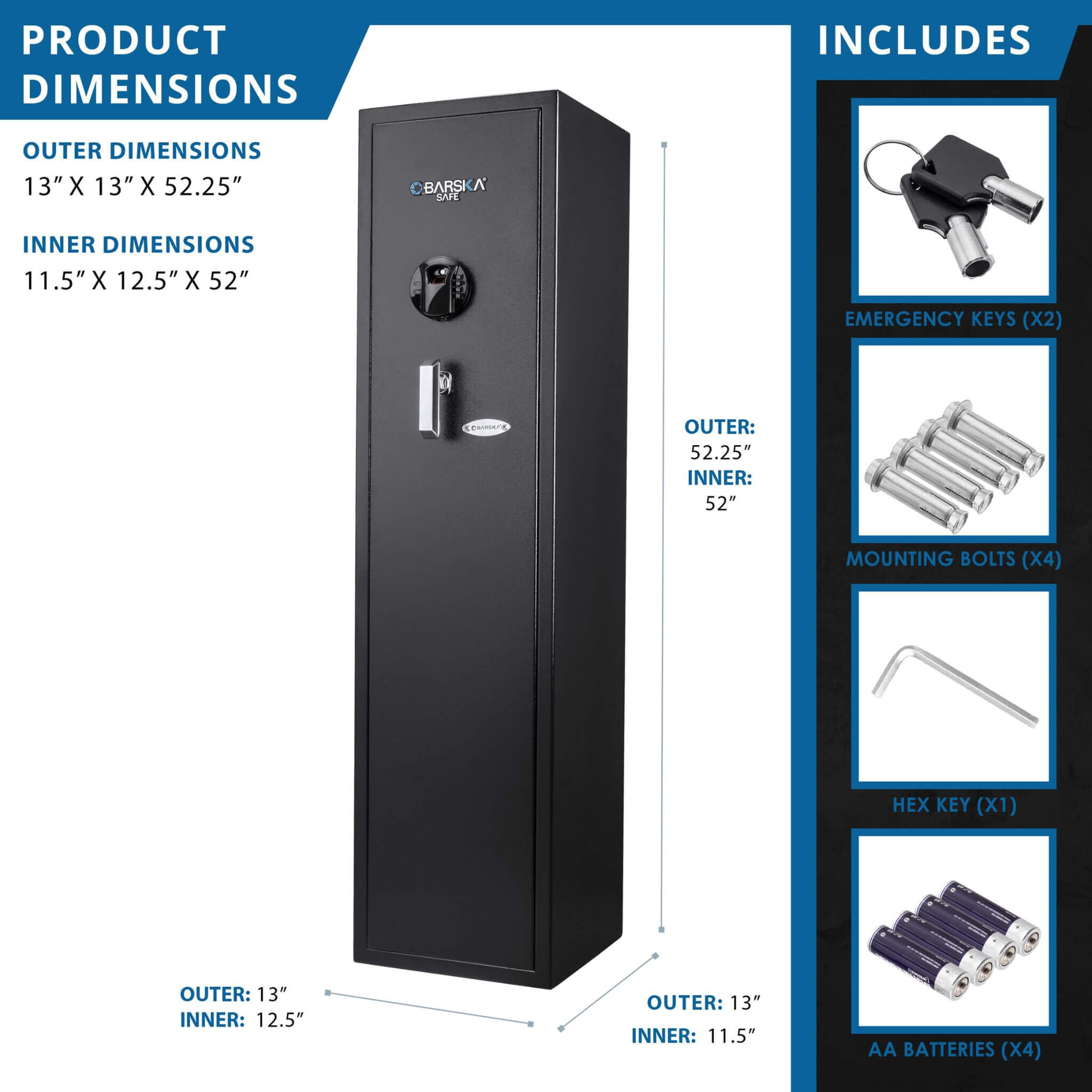 Barska 4.33 CF Heavy-Duty Rifle Gun Safe With Biometric And Digital Keypad Access (SAK80356) – SAKSBY WHOLESALE, view 10