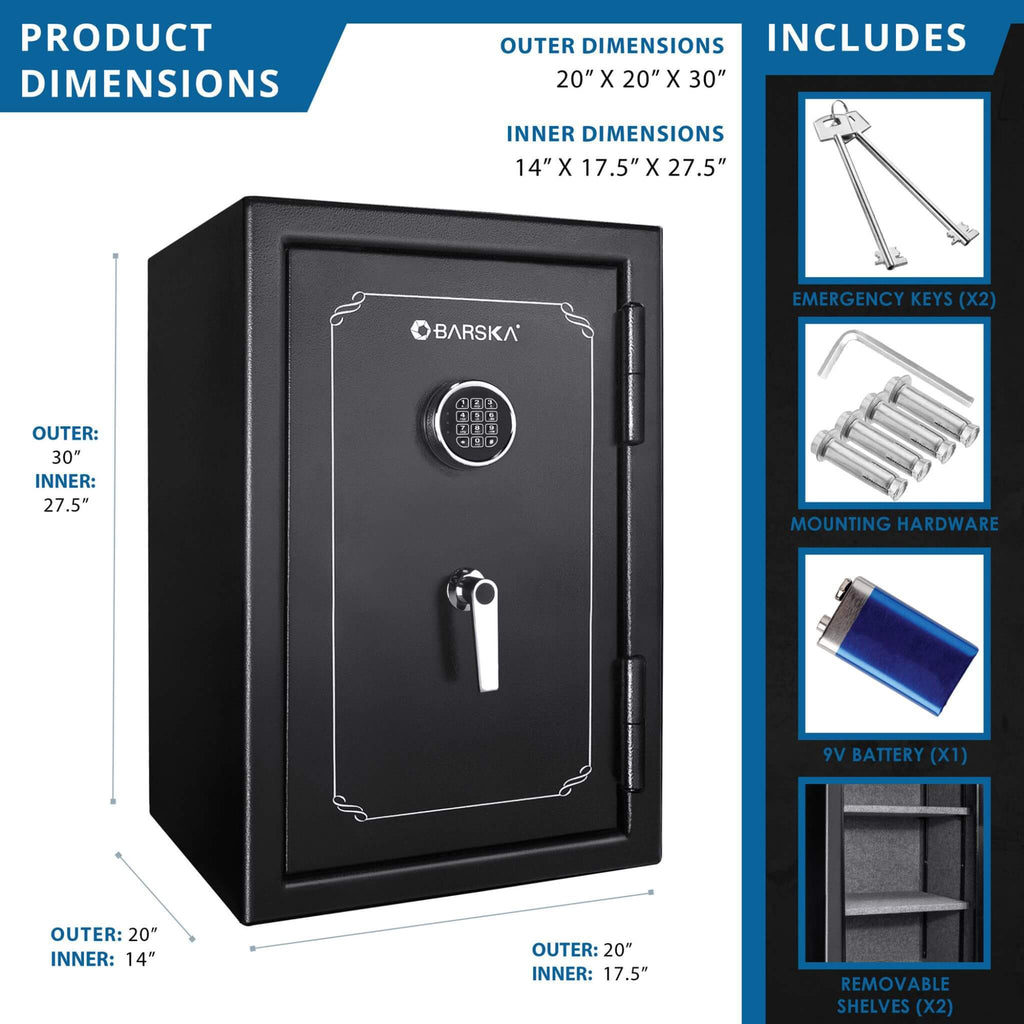 Barska 4.39 CF Heavy-Duty Steel Fireproof Safe Vault With Digital Keypad (SAK51786) – SAKSBY WHOLESALE, view 10
