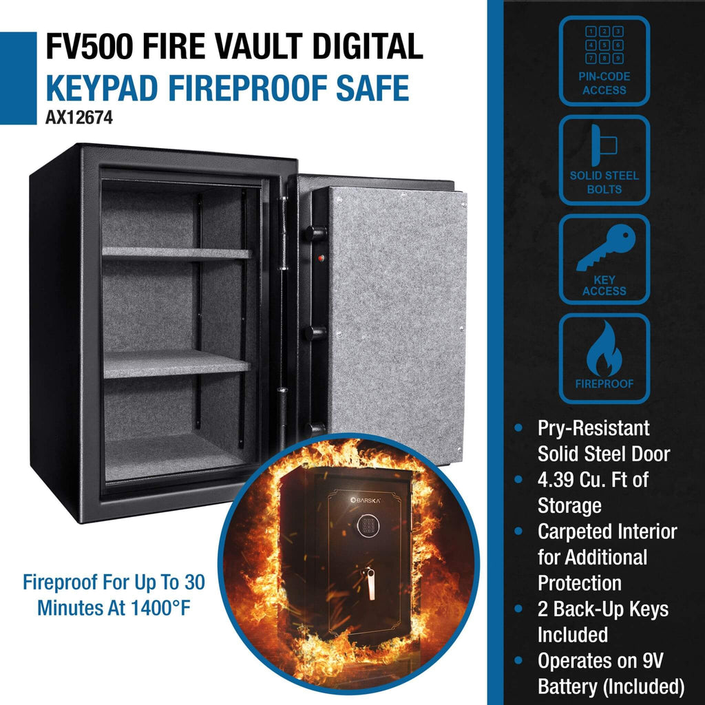 Barska 4.39 CF Heavy-Duty Steel Fireproof Safe Vault With Digital Keypad (SAK51786) – SAKSBY WHOLESALE, view 8