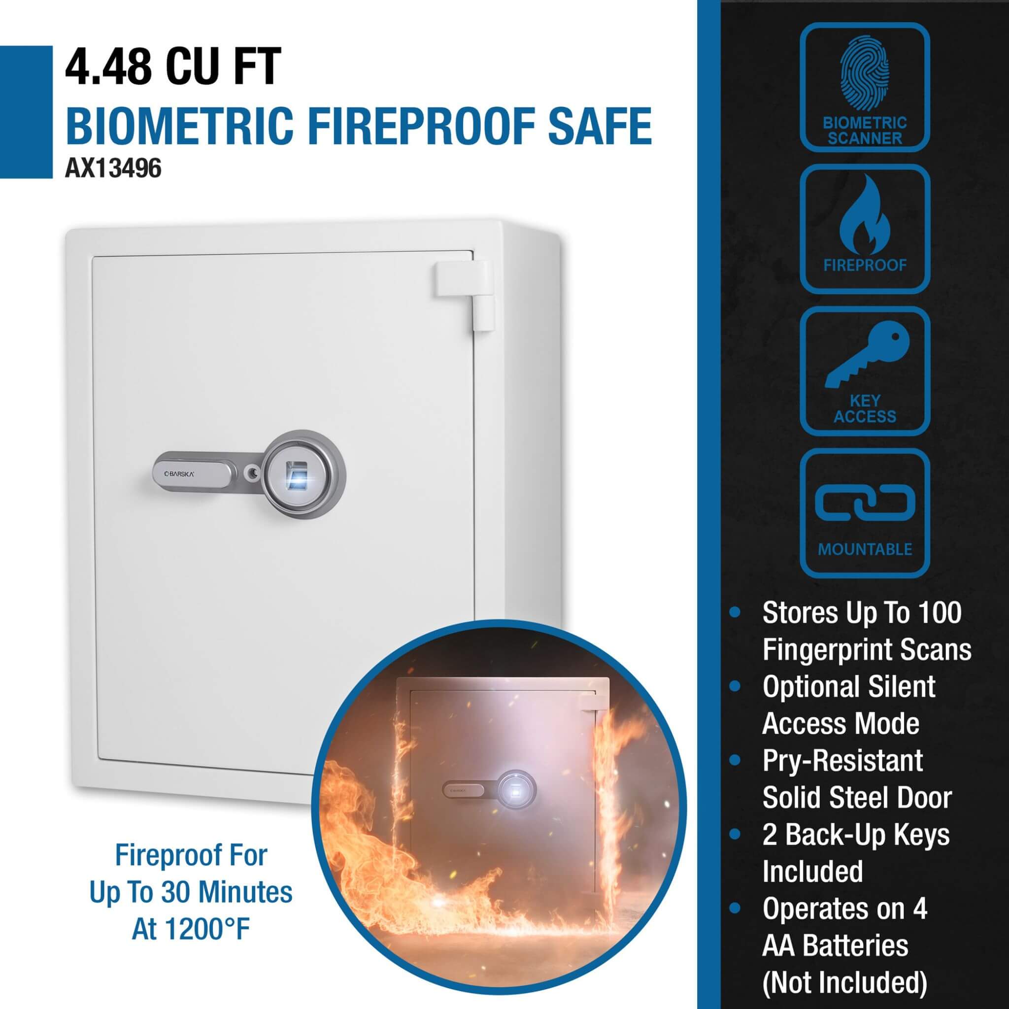 Barska 4.48 CF Large Heavy-Duty Fireproof Biometric Safe (SAK83490) – SAKSBY WHOLESALE, view 10
