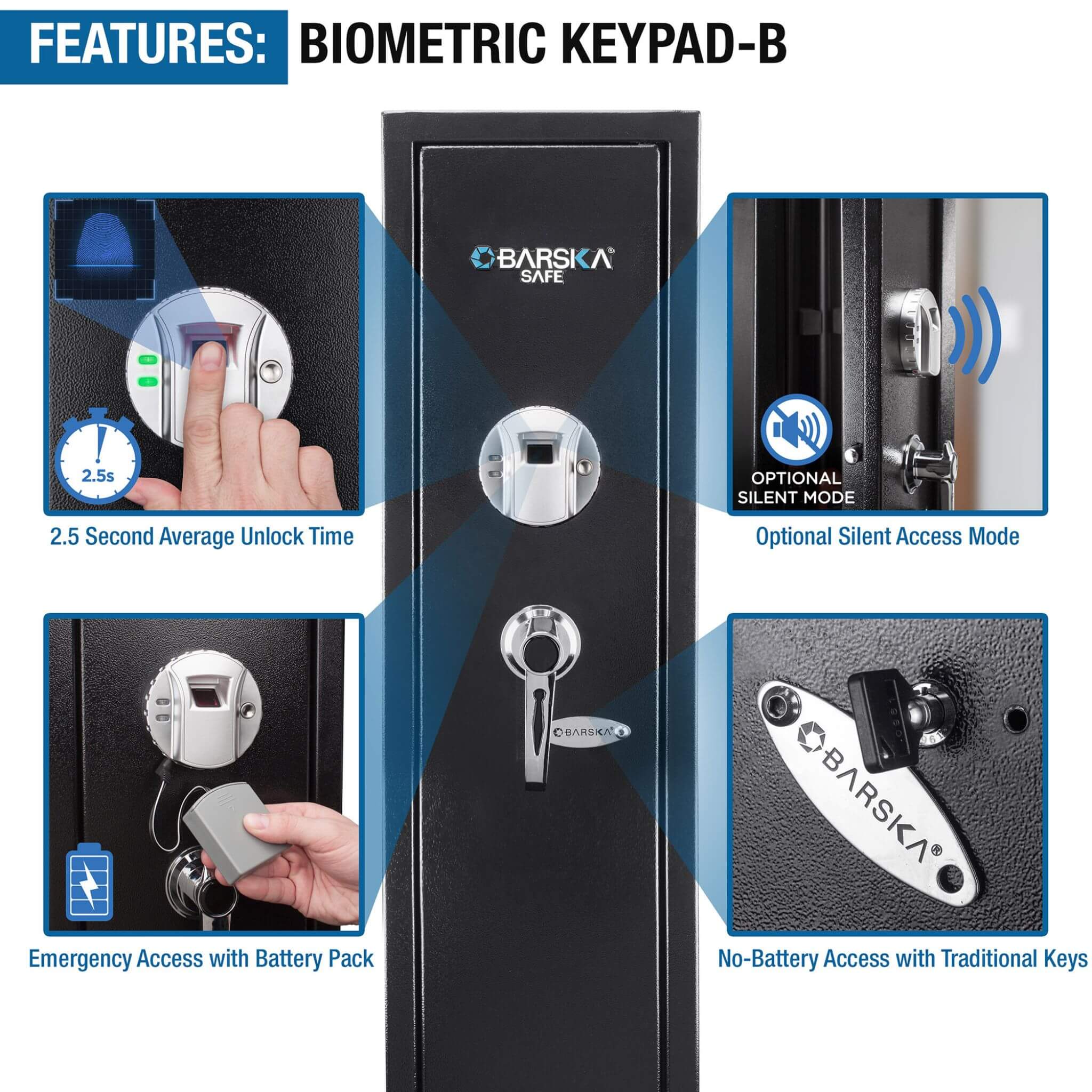 Barska 5.51 CF Tall Biometric Rifle Safe With Biometric Keypad (SAK90412) – SAKSBY WHOLESALE, view 8