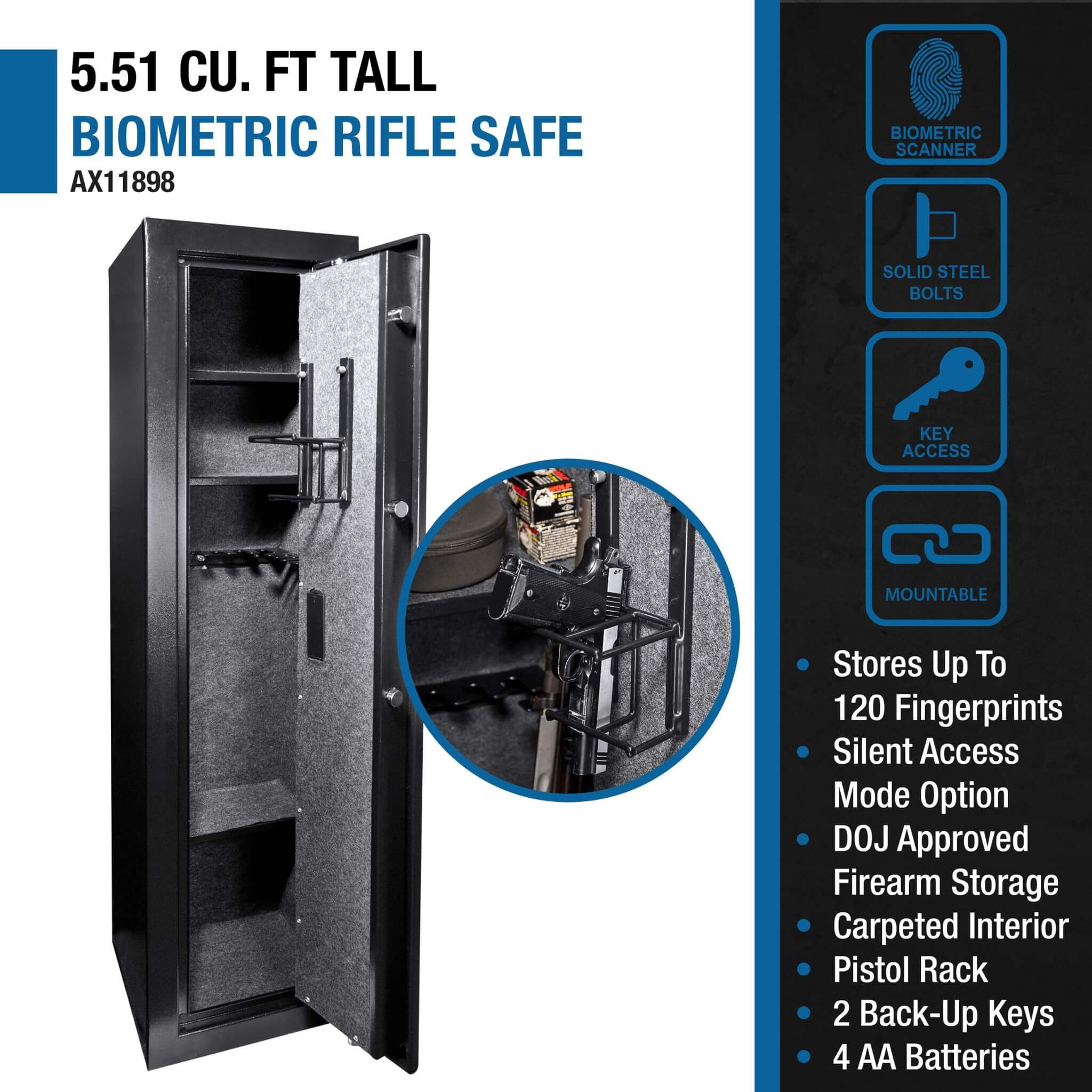 Barska 5.51 CF Tall Biometric Rifle Safe With Biometric Keypad (SAK90412) – SAKSBY WHOLESALE, view 10