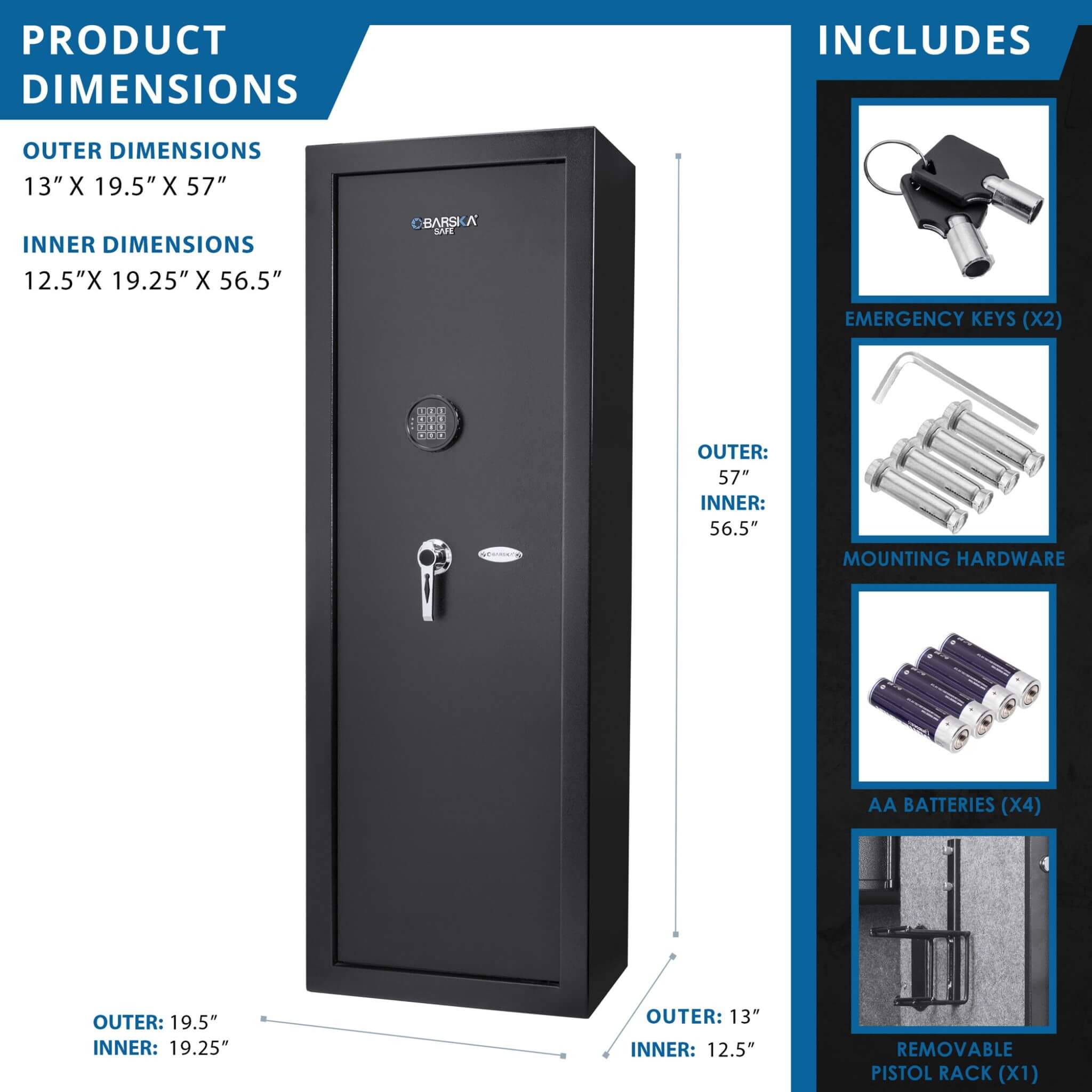 Barska 7.87 CF Extra-Large Rifle Gun Safe With Electronic Keypad And Secure Lock (SAK18420) – SAKSBY WHOLESALE, view 10