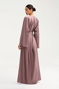Batool Satin Maxi Dress - Deep Taupe Clothing Veiled 