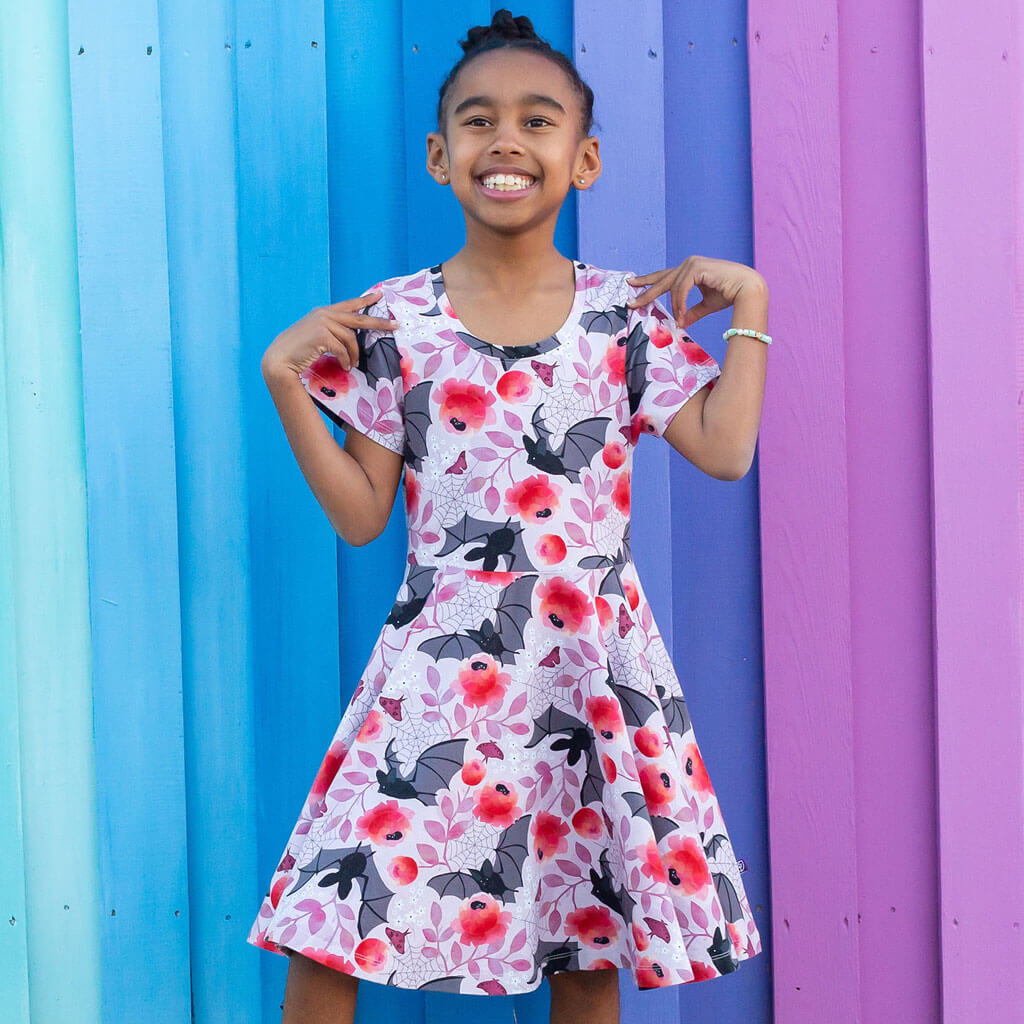 Princess Awesome & Boy Wonder Bats Super Twirler Dress with Pockets — main product shot