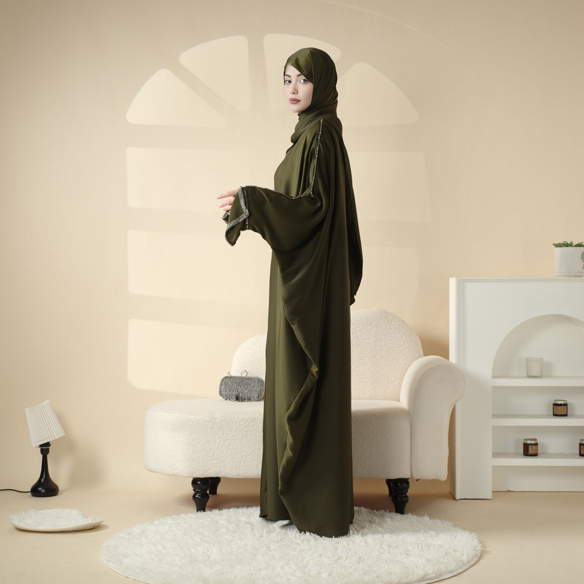 Mariam's Collection Batwing Abaya With Matching Hijab | Batwing Sleeve Abaya (MA041) — detail shot 9