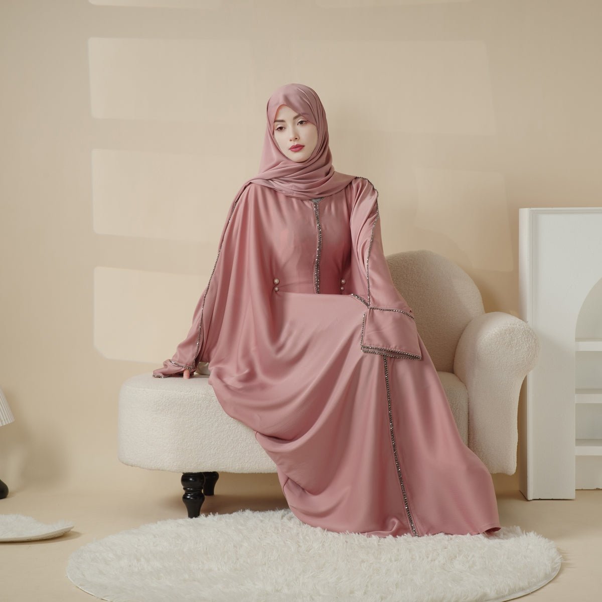 Mariam's Collection Batwing Abaya With Matching Hijab | Batwing Sleeve Abaya (MA041) — detail shot 7