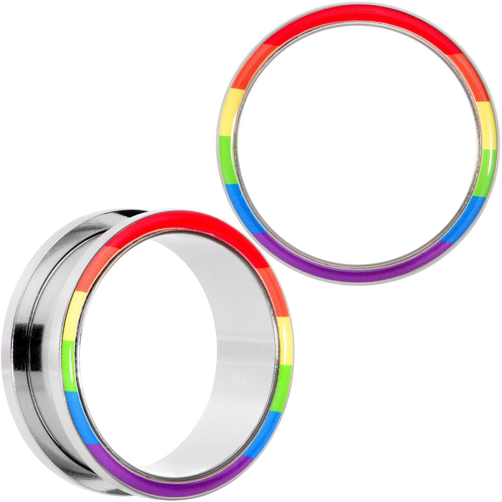 BodyCandy Rainbow Unity Pride Screw Fit Tunnel Plug Set 2G to 1" — comparison shot
