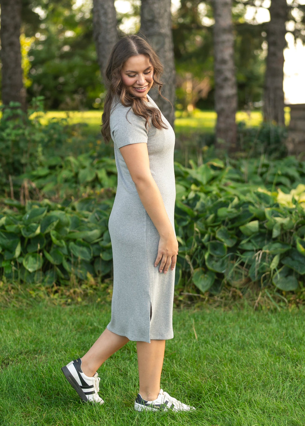 Inherit Co. Baylor Gray Ribbed T-shirt Dress — comparison shot