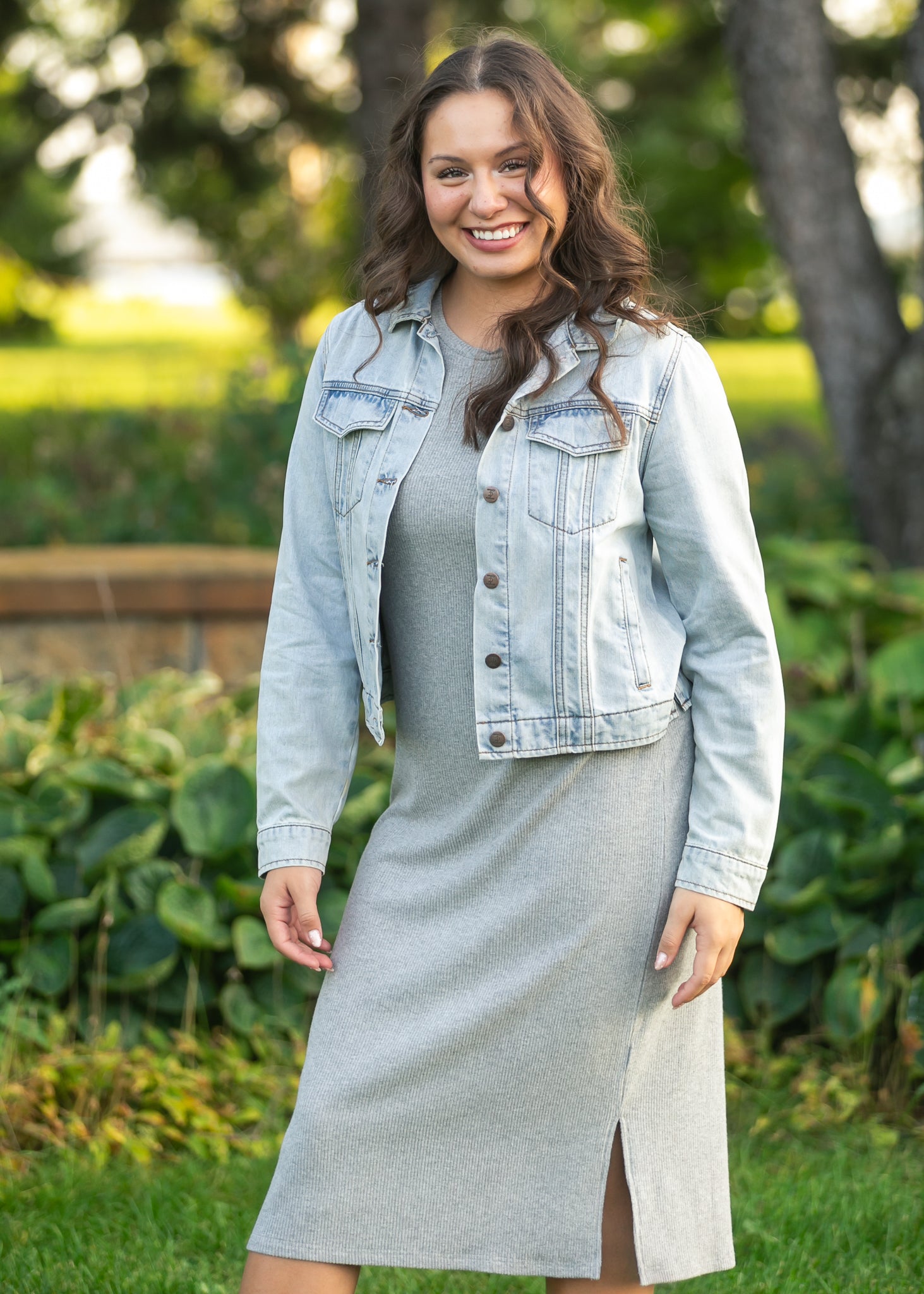 Inherit Co. Baylor Gray Ribbed T-shirt Dress — color detail
