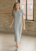 Inherit Co. Baylor Gray Ribbed T-shirt Dress — main product shot