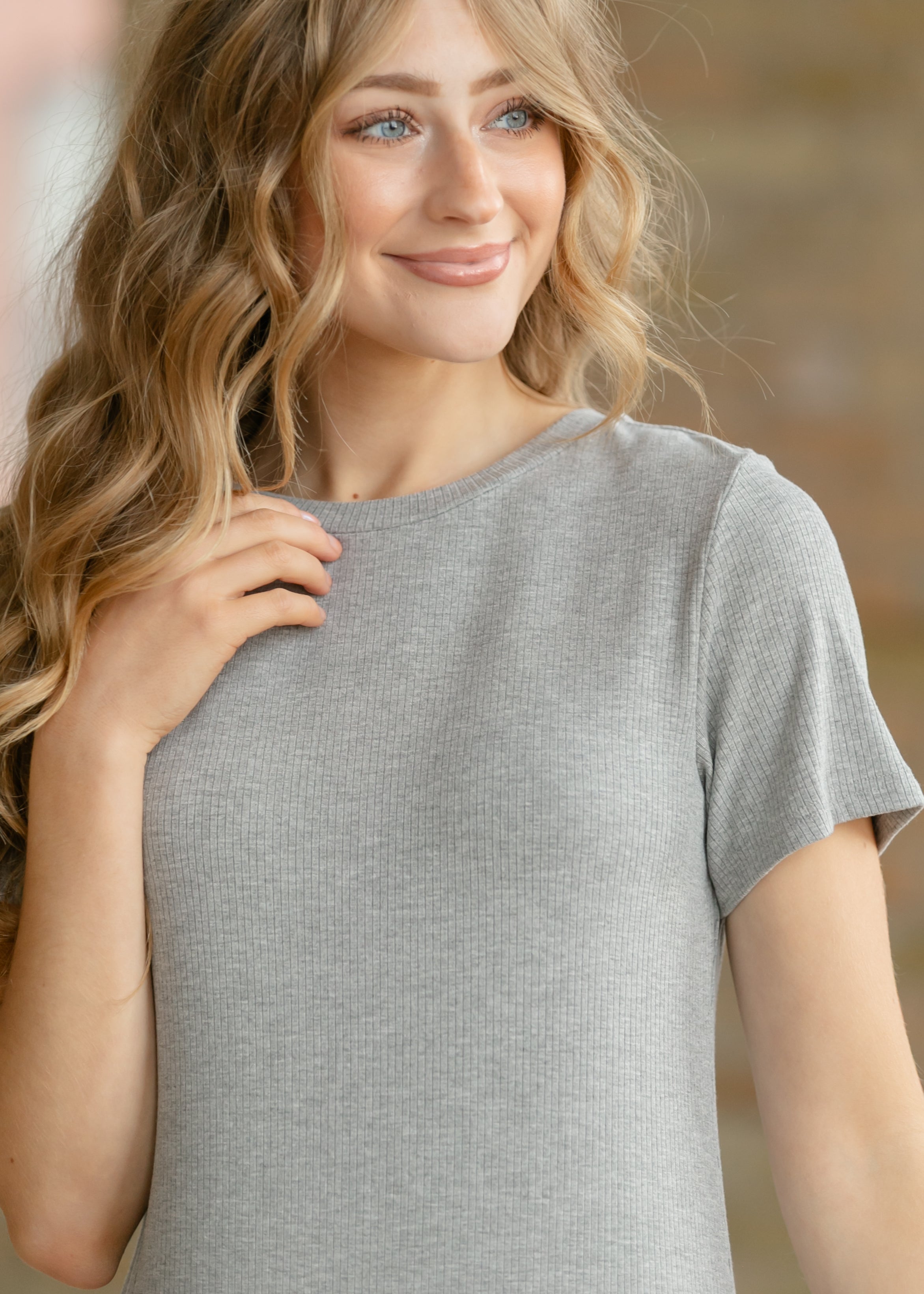 Inherit Co. Baylor Gray Ribbed T-shirt Dress — alternative angle