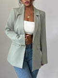 One Button Lapel Collar Blazer