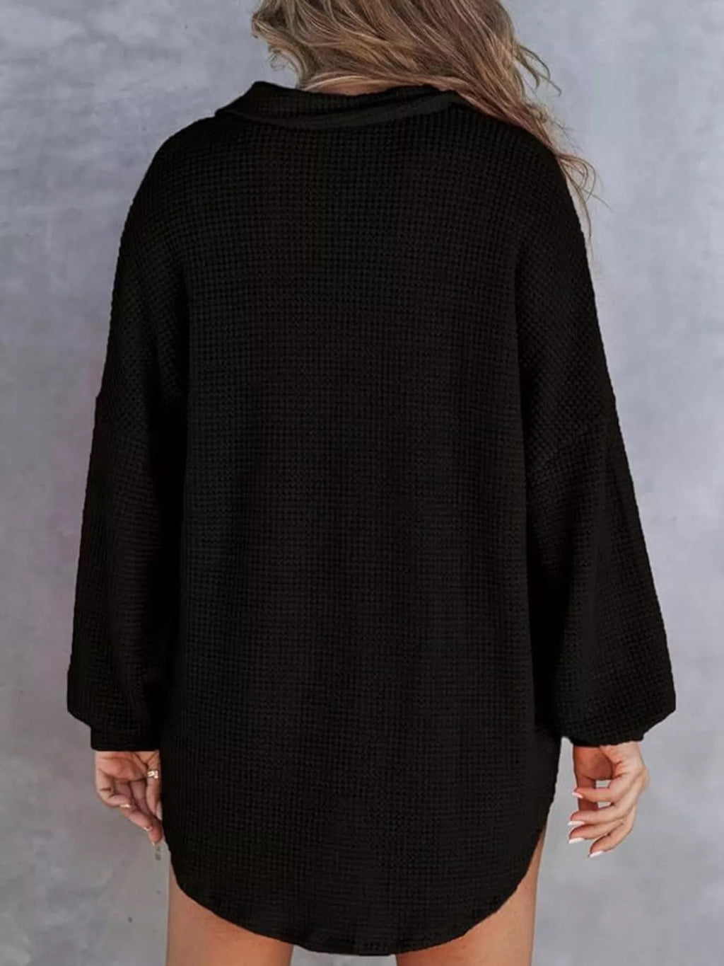 Waffle Knit Button Detail T-Shirt with Pocket