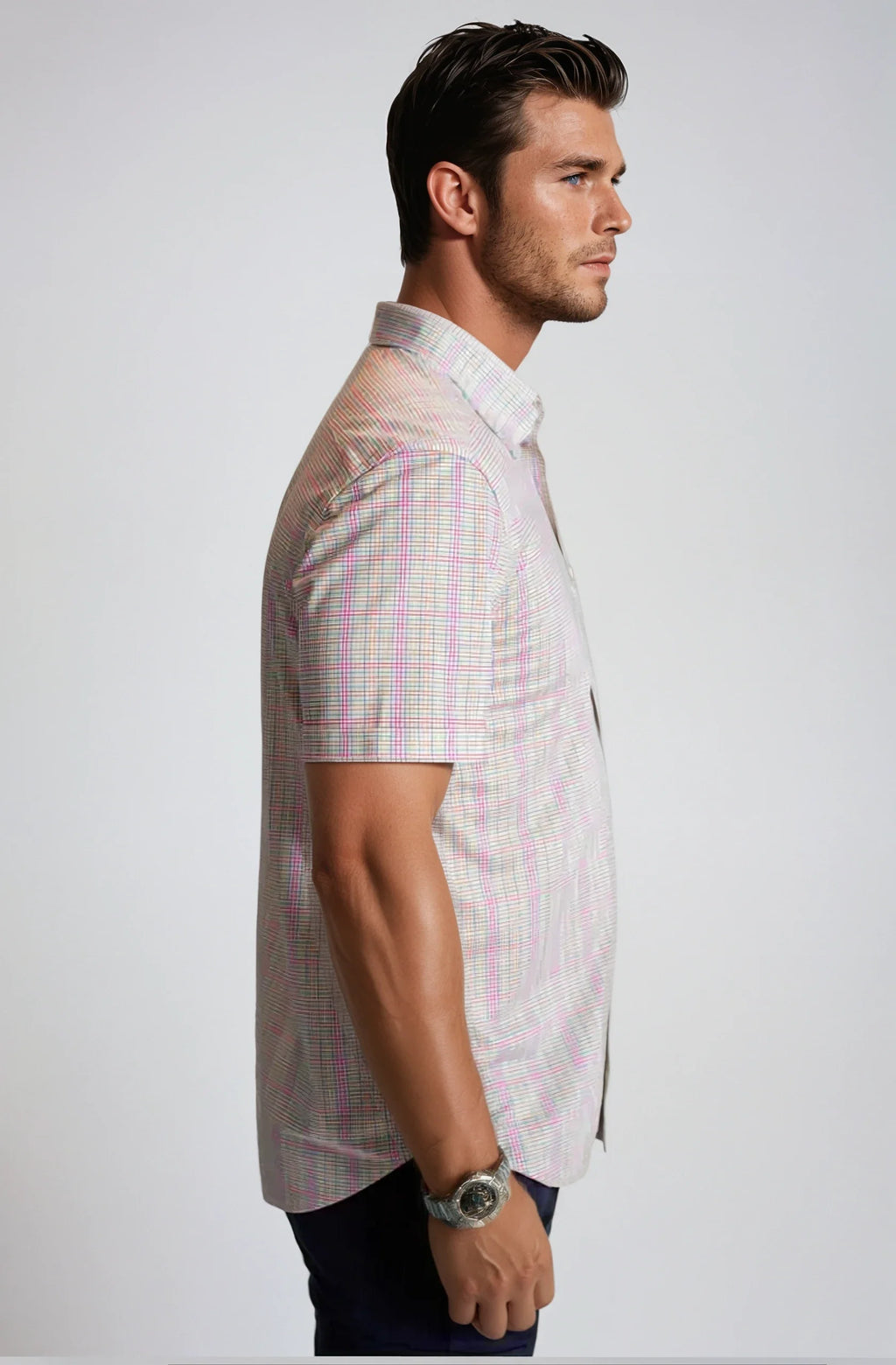 Buki Spectrum Check Short Sleeve Tech Shirt — back view
